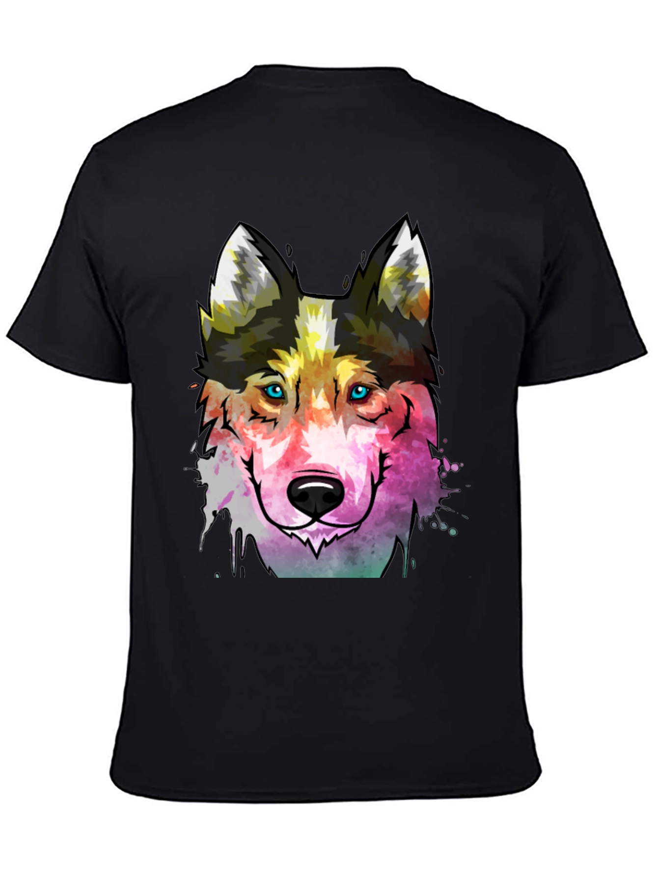 Abstract Wolf Graphic Tee - Mens Black T-Shirt
