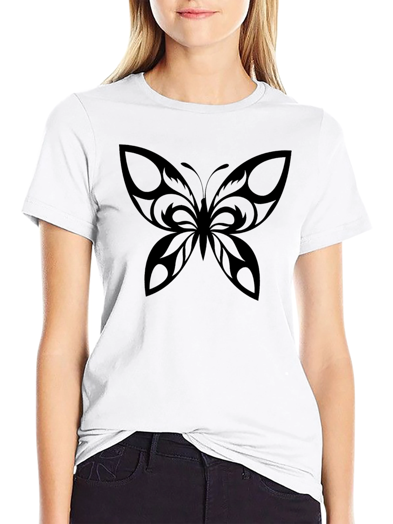 Mens Black Butterfly Graphic T-Shirt