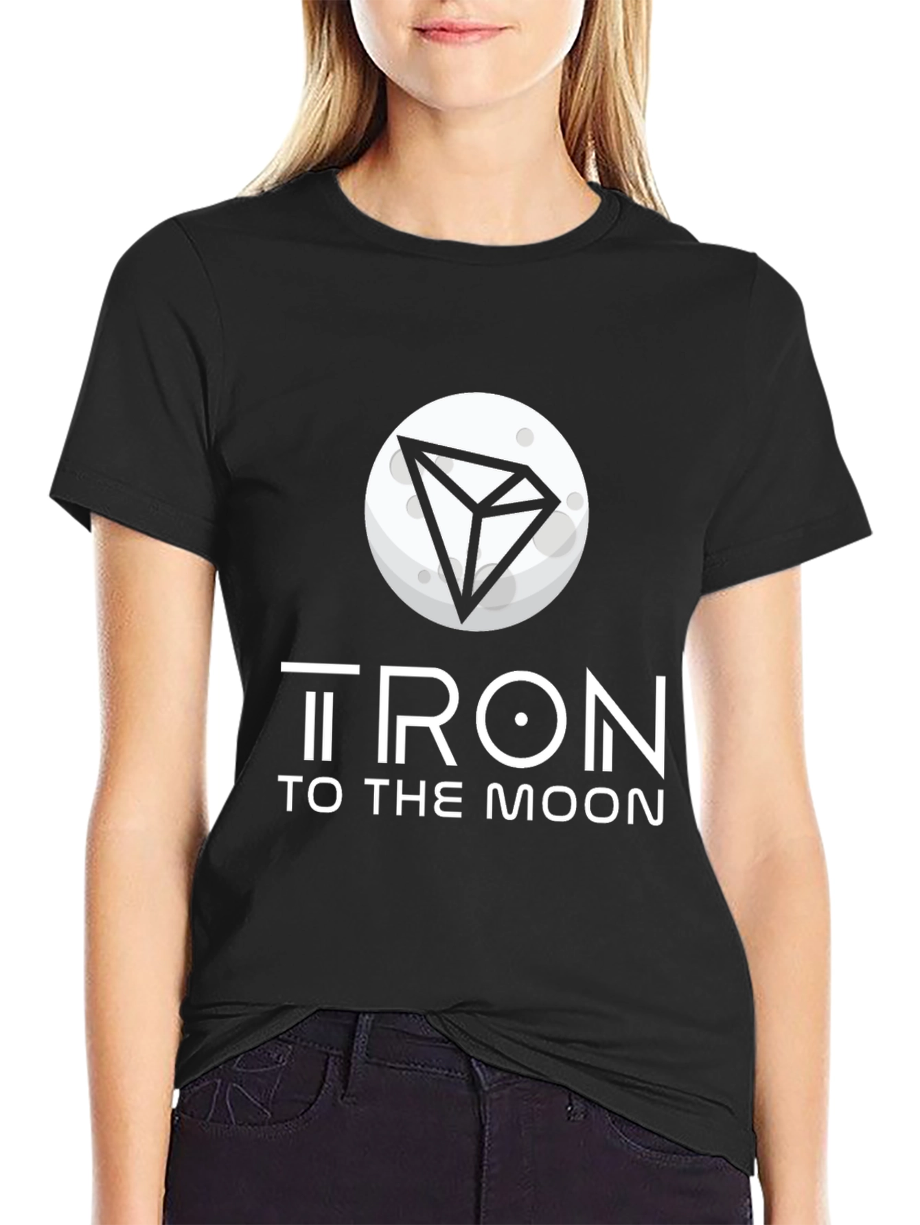 Tron to the Moon Black T-Shirt Crypto Graphic Tee