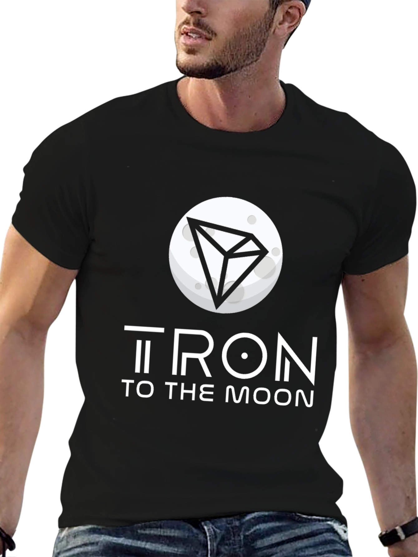 Tron to the Moon Black T-Shirt Crypto Graphic Tee