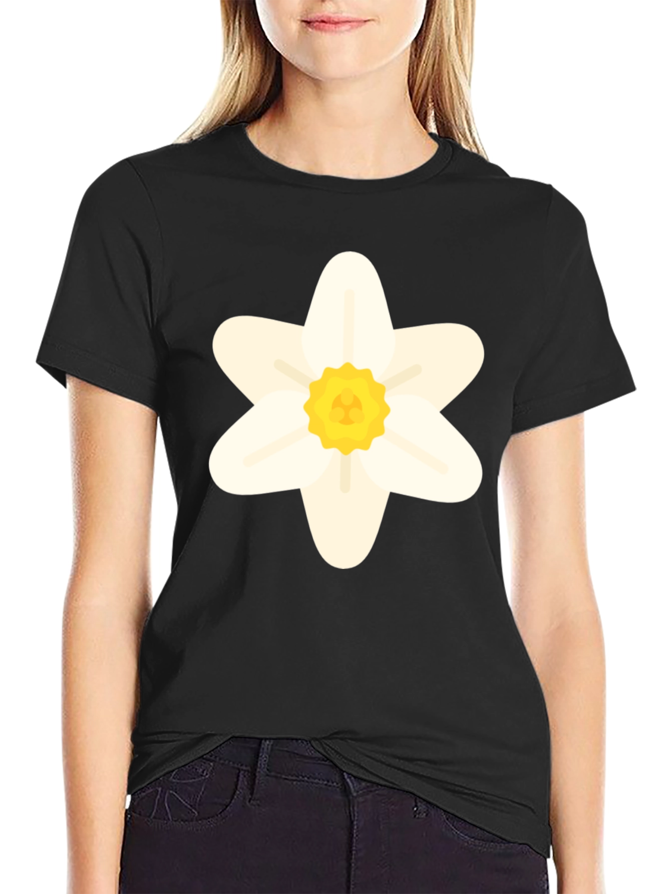 Daffodil Flower Graphic T-Shirt - Black