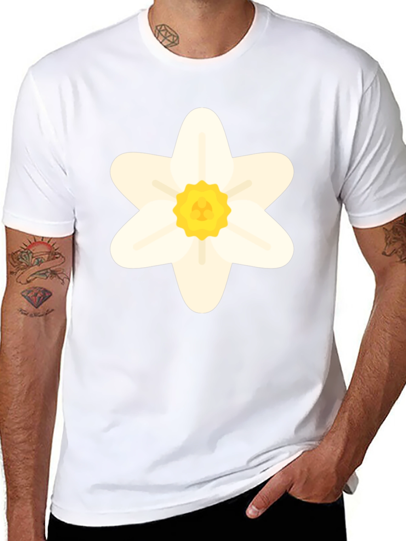 Daffodil Flower Graphic T-Shirt - Black