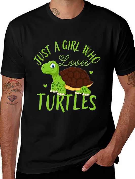 Girl Loves Turtles T-Shirt - Cute Cartoon Graphic