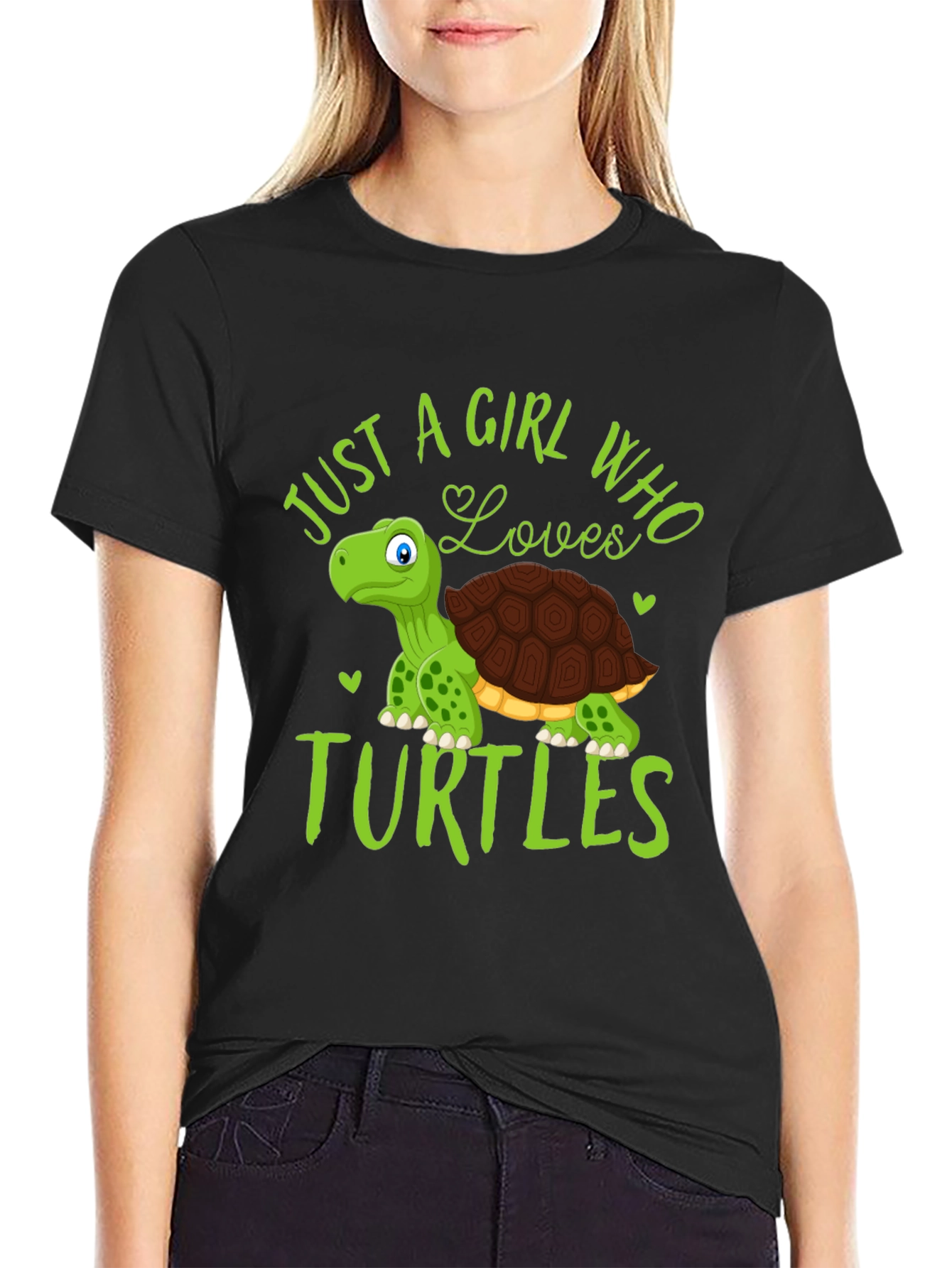 Girl Loves Turtles T-Shirt - Cute Cartoon Graphic