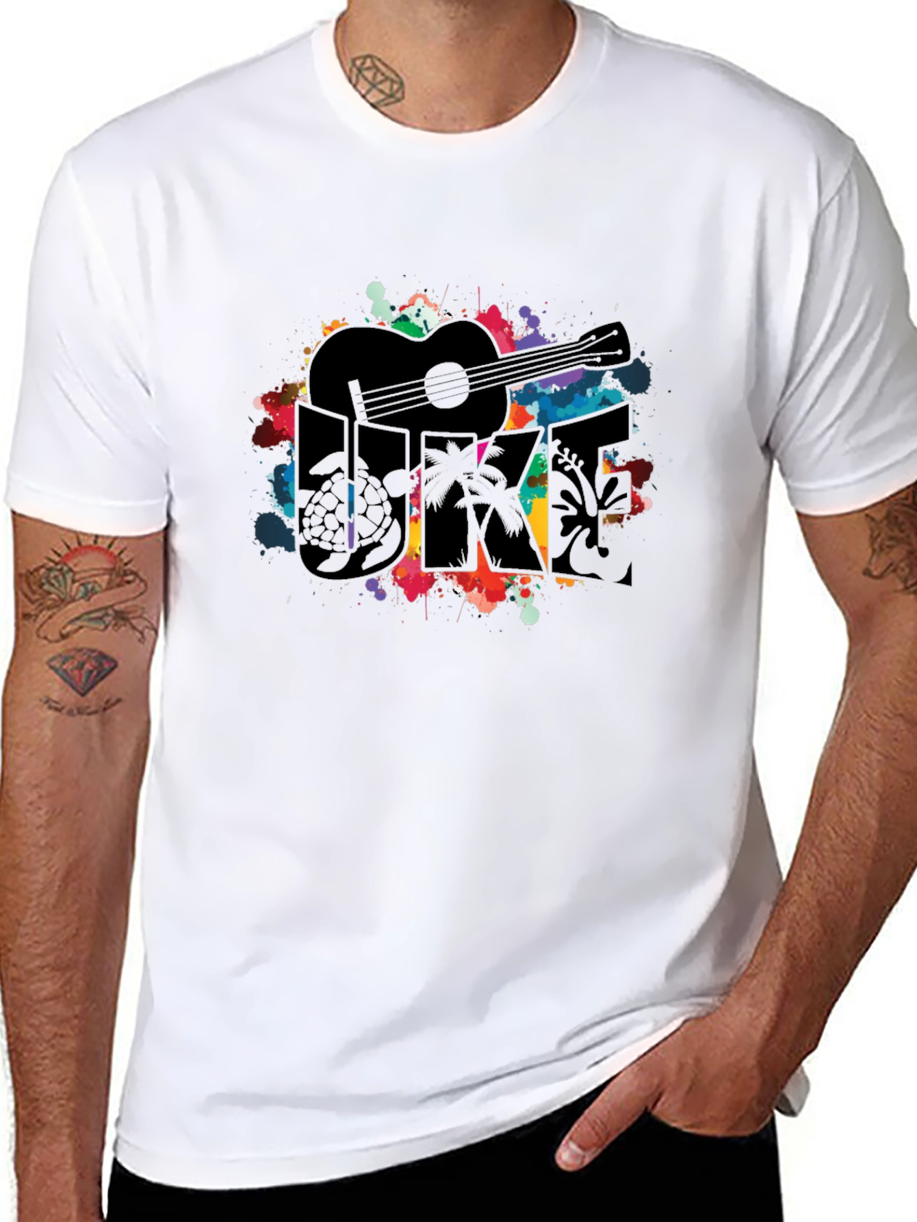 Ukulele Graphic Tee - Vibrant Music Lover Shirt