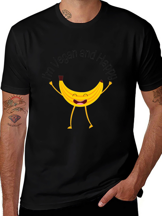 Vegan Happy Banana Graphic T-Shirt
