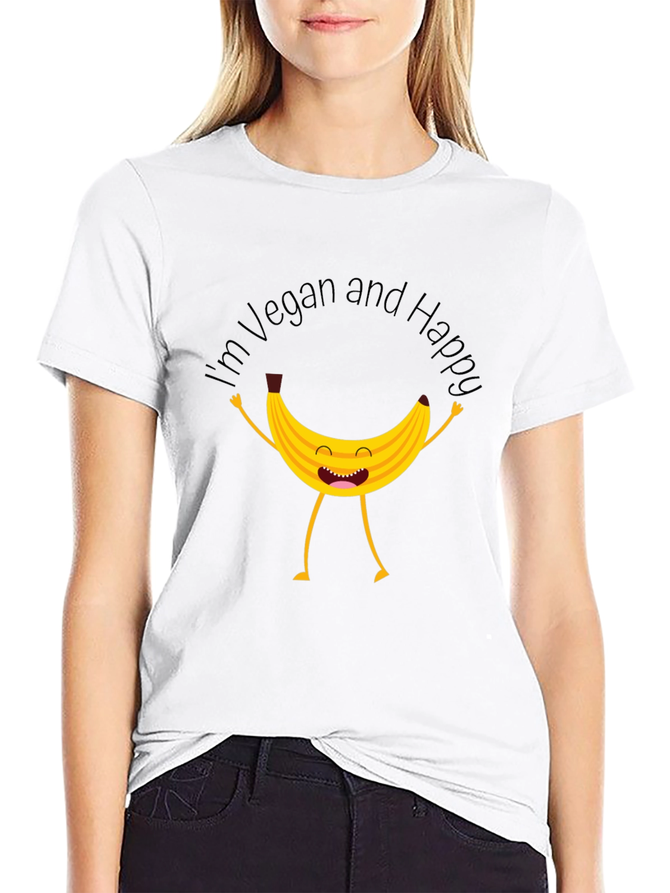 Vegan Happy Banana Graphic T-Shirt