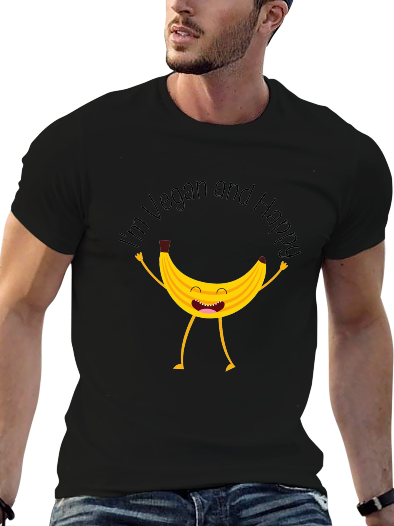 Vegan Happy Banana Graphic T-Shirt