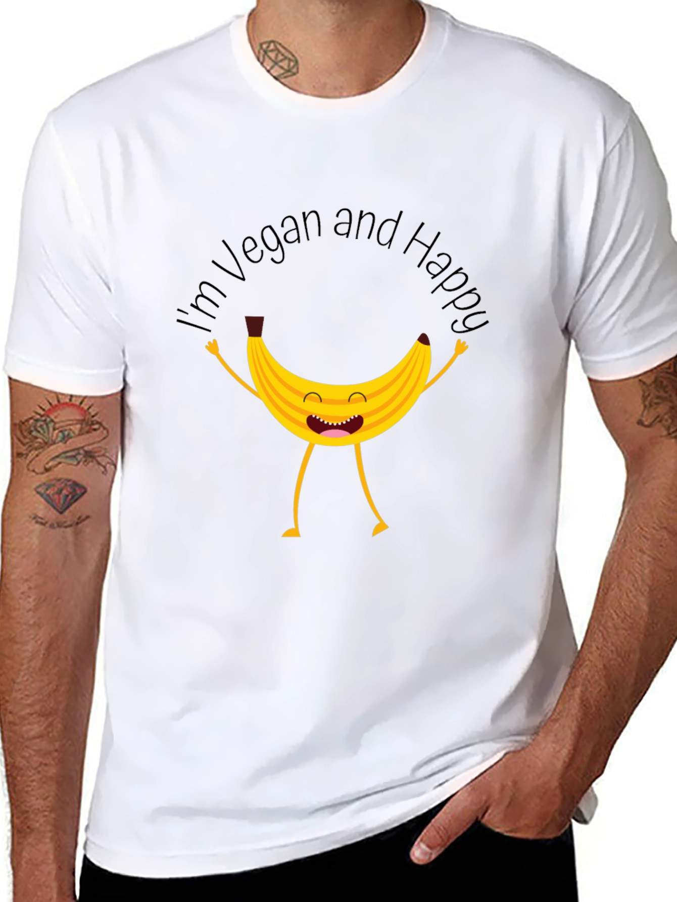 Vegan Happy Banana Graphic T-Shirt