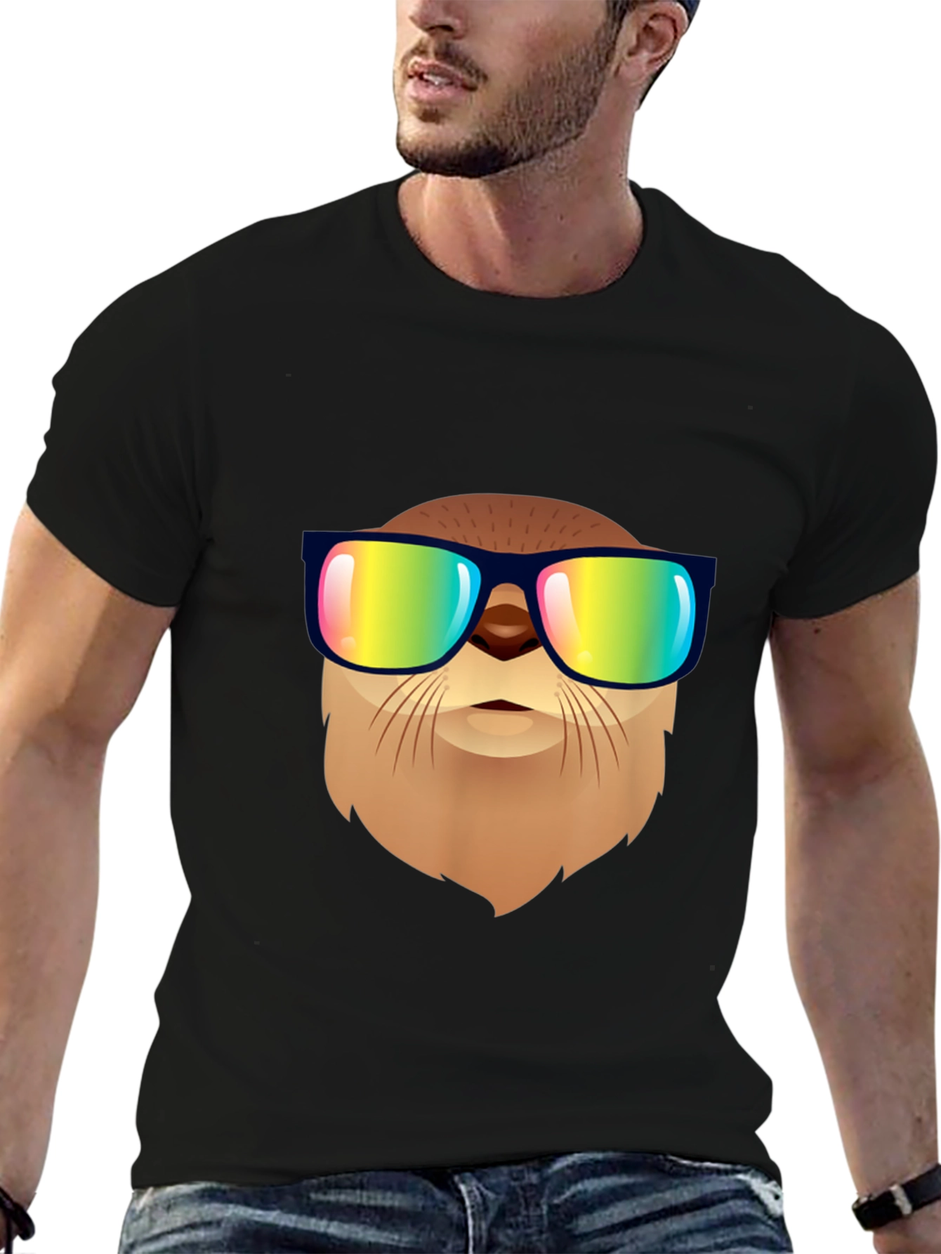Cool Otter Graphic Tee - Stylish Black T-Shirt