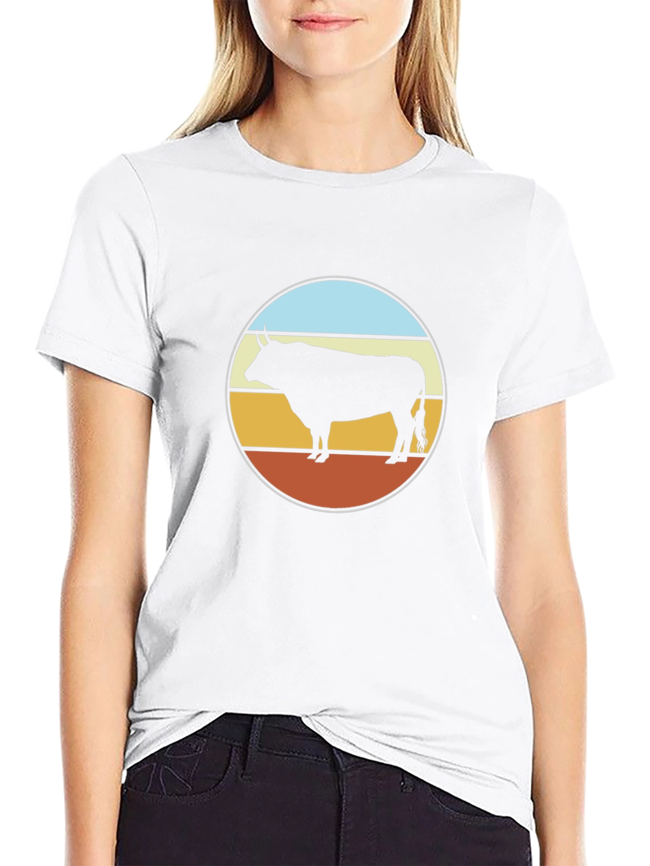 Retro Bull Graphic Tee - Black Cotton T-Shirt
