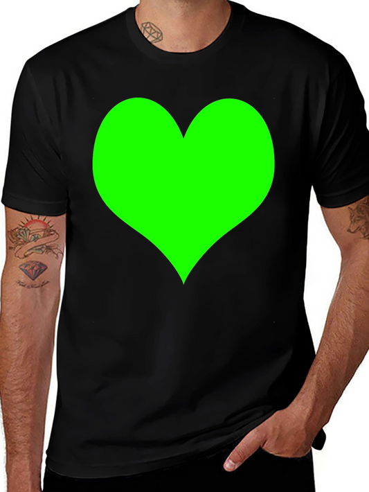 Black T-Shirt with Green Heart Design