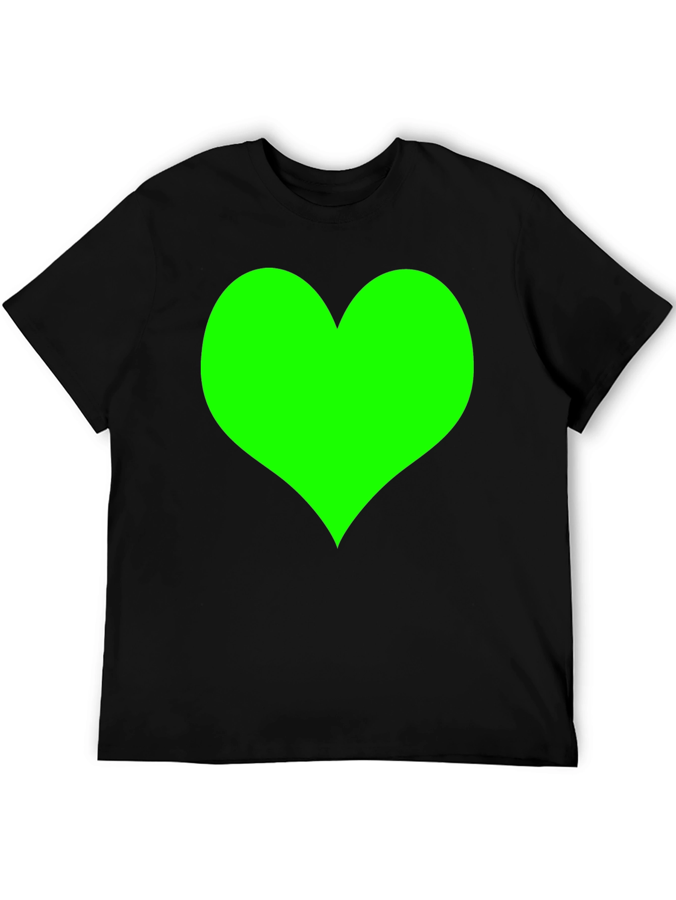 Black T-Shirt with Green Heart Design