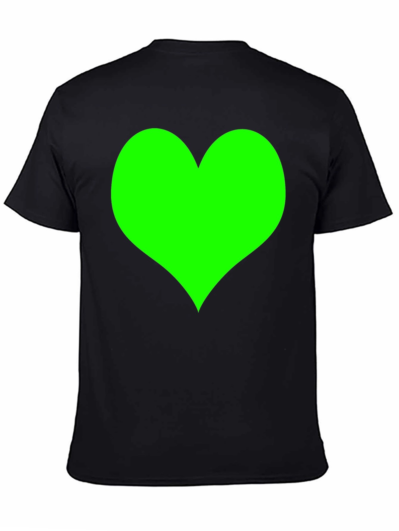 Black T-Shirt with Green Heart Design