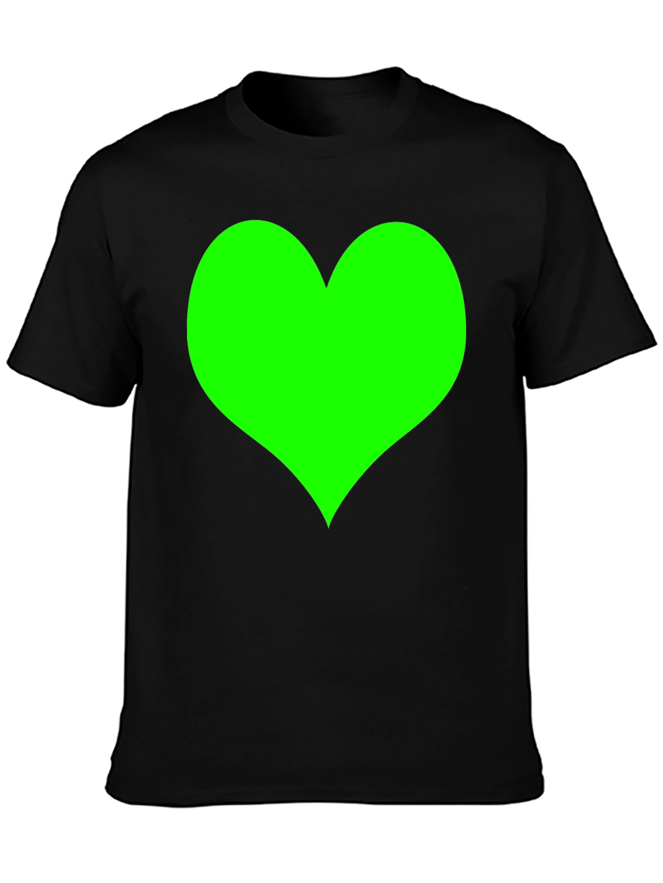 Black T-Shirt with Green Heart Design