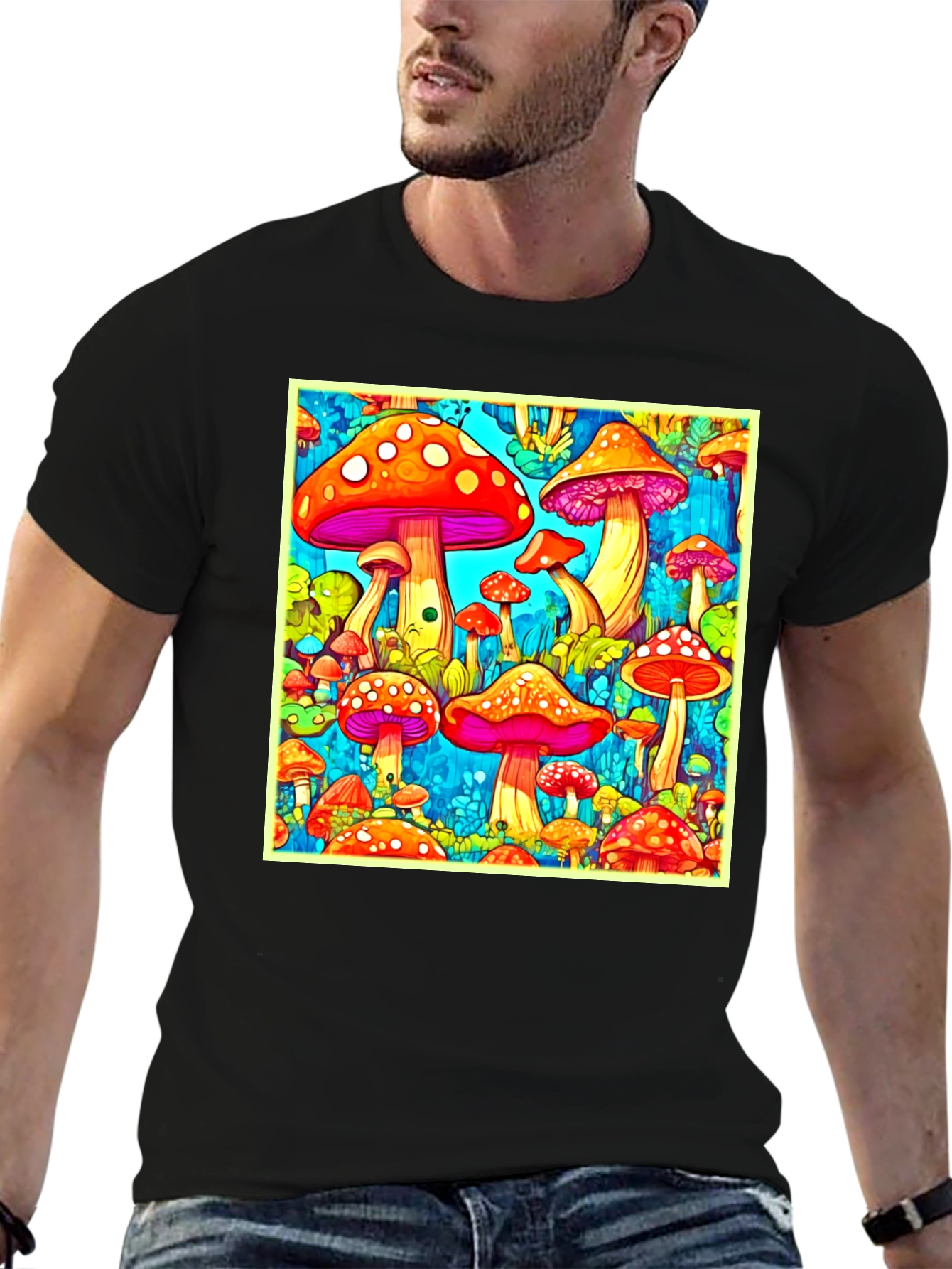 Psychedelic Mushroom Print Tee