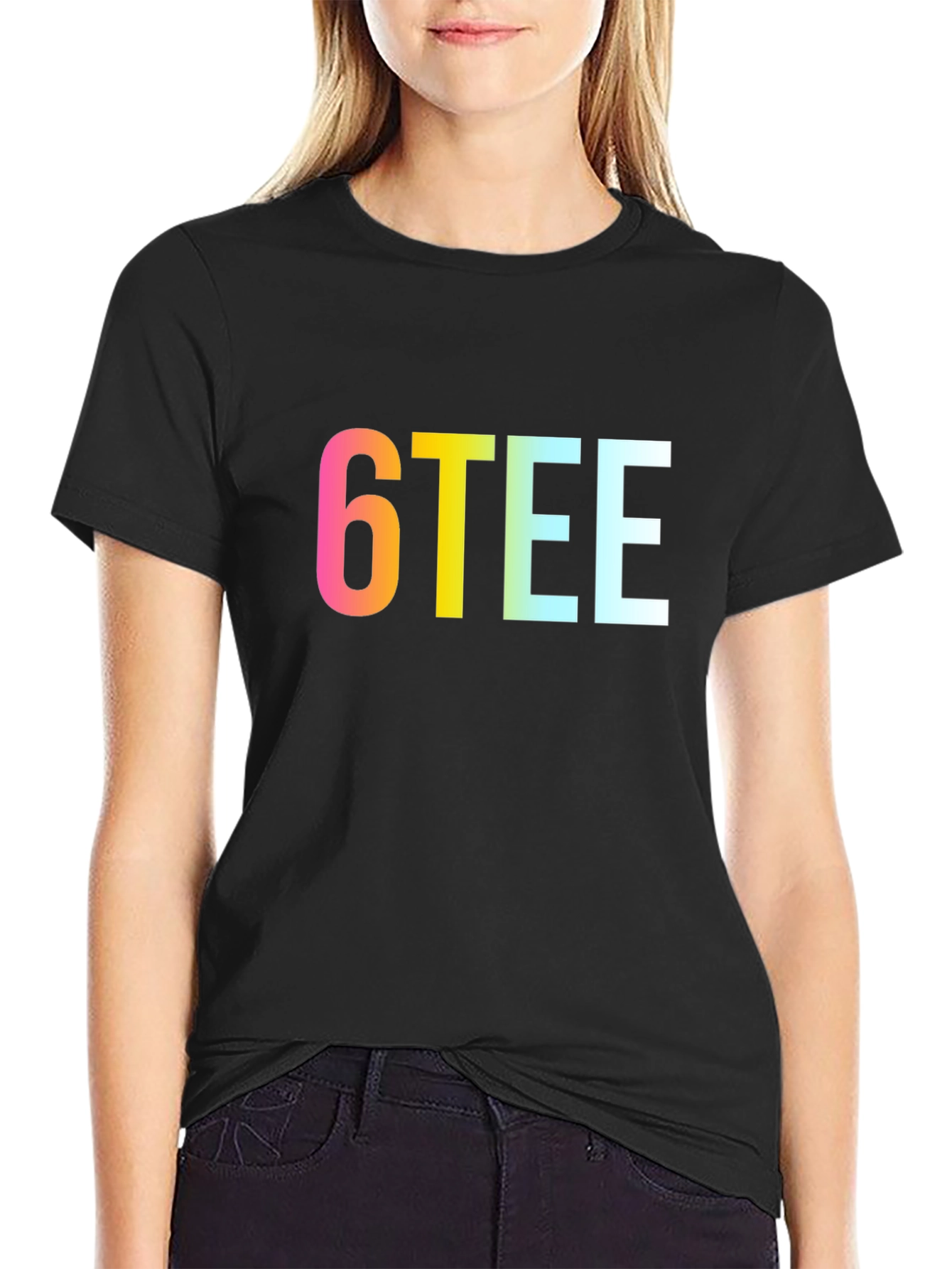 6TEE Rainbow Graphic Black T-Shirt