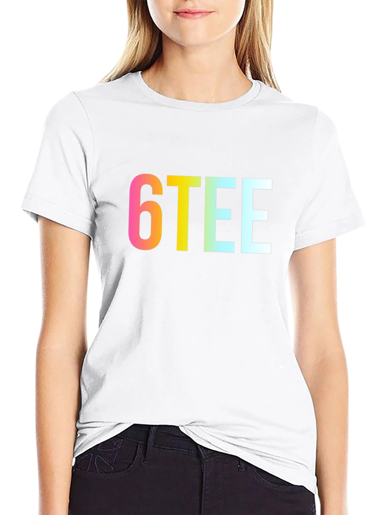6TEE Rainbow Graphic Black T-Shirt
