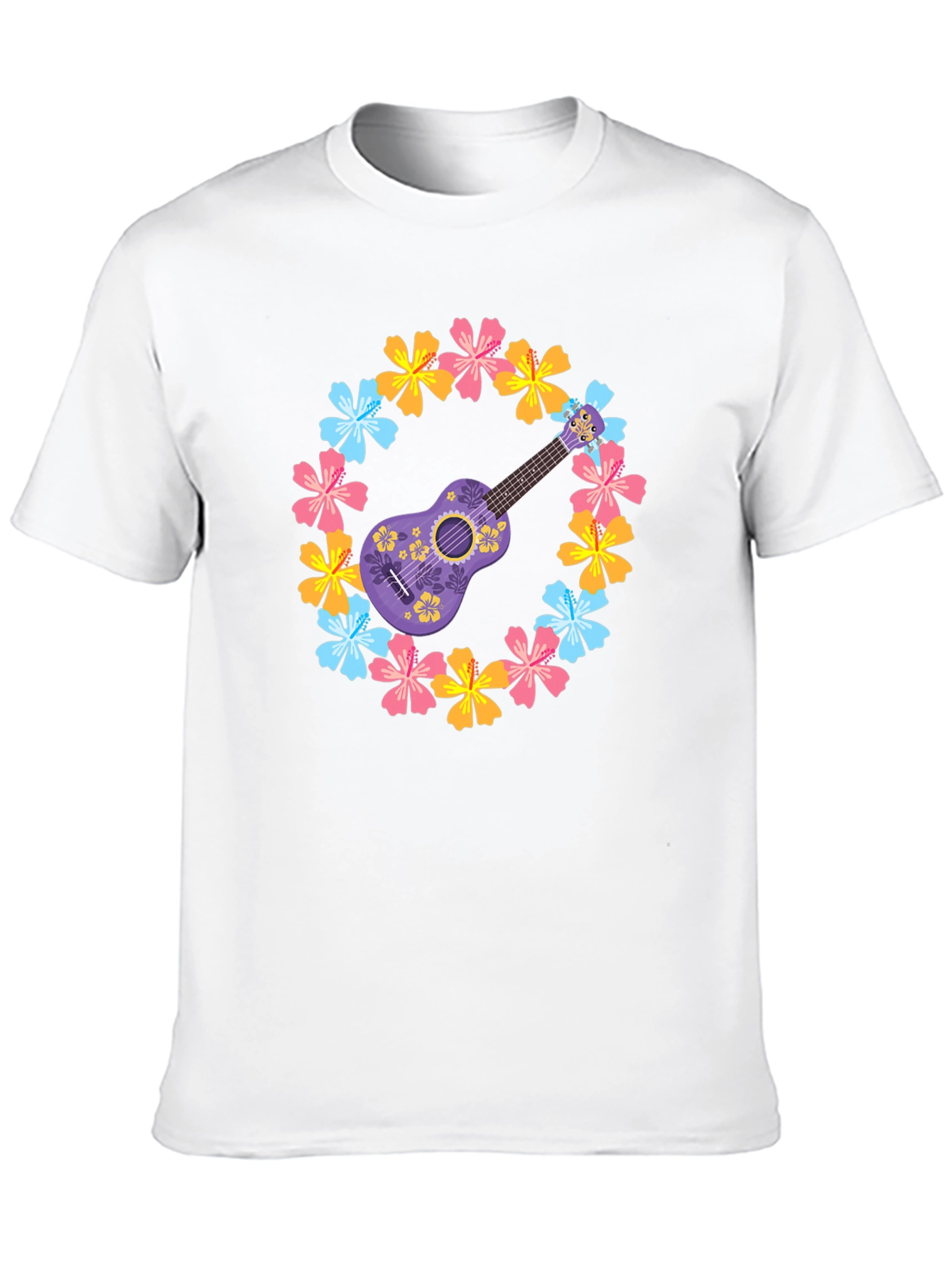 Floral Ukulele Graphic Tee - Island Vibes