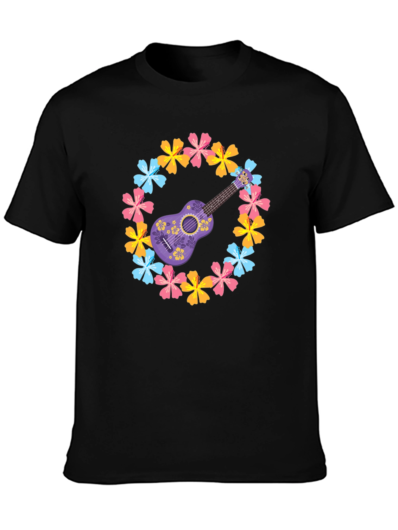 Floral Ukulele Graphic Tee - Island Vibes