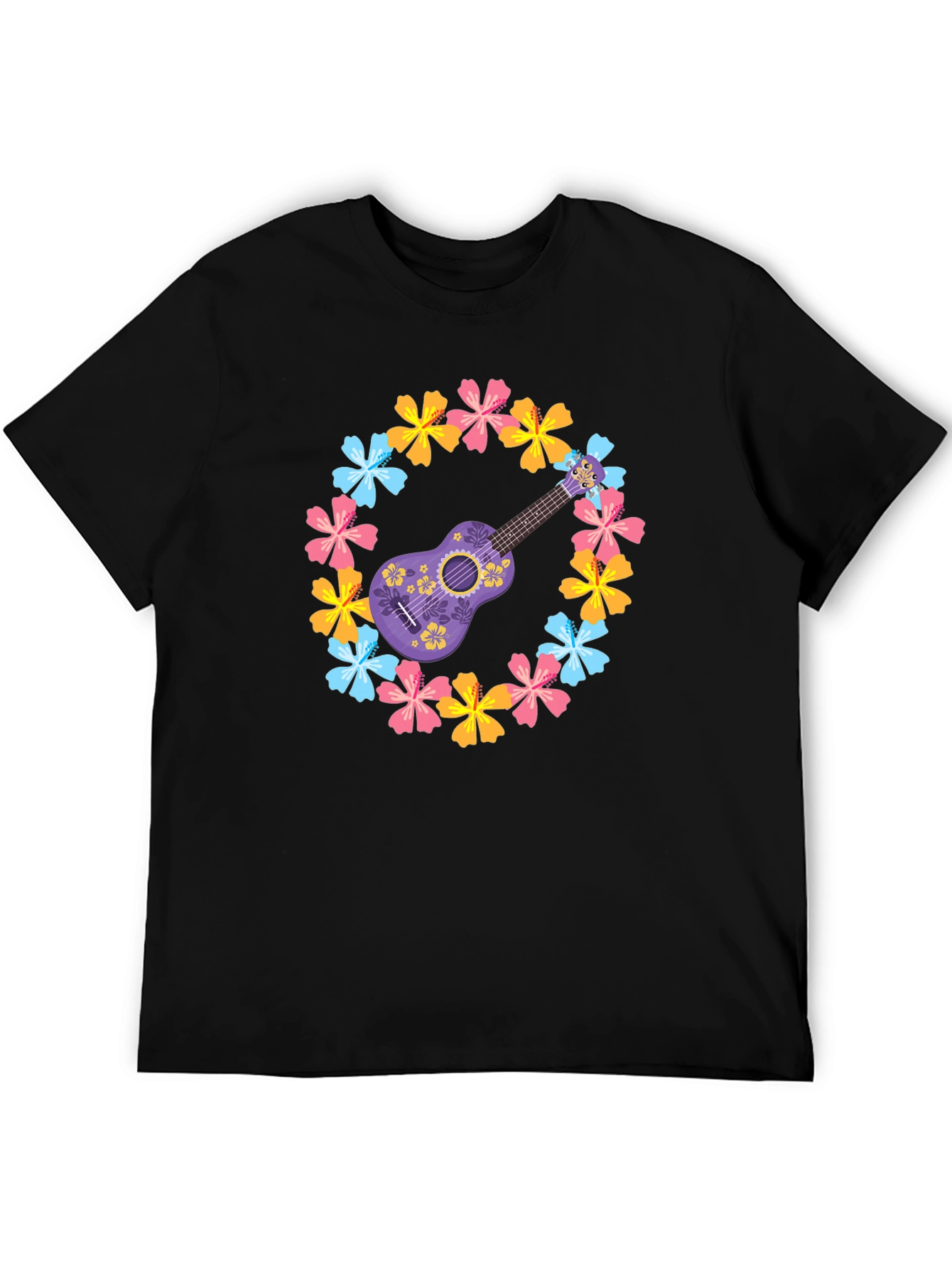 Floral Ukulele Graphic Tee - Island Vibes