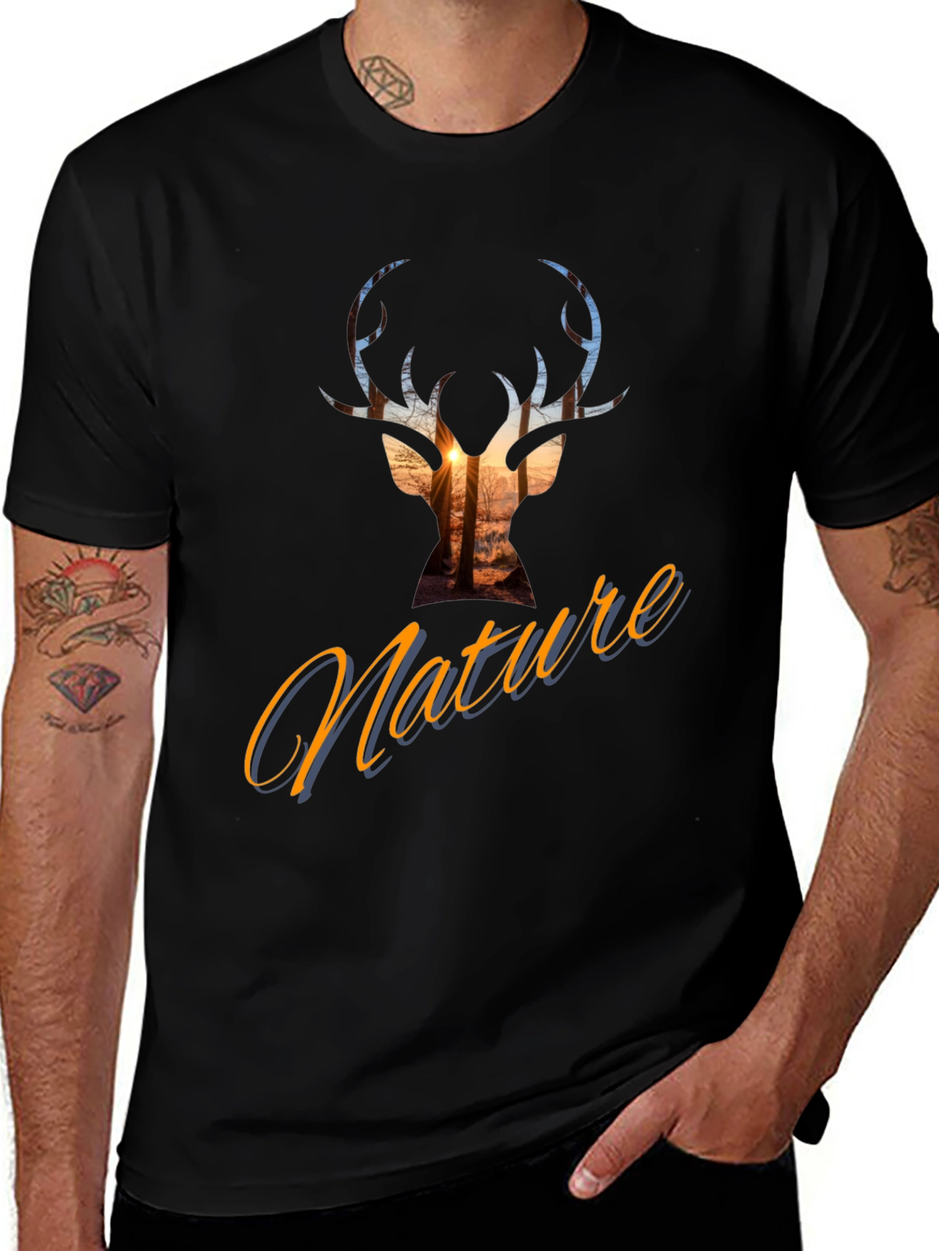 Nature Deer Silhouette Graphic Tee - Stylish Casual Top