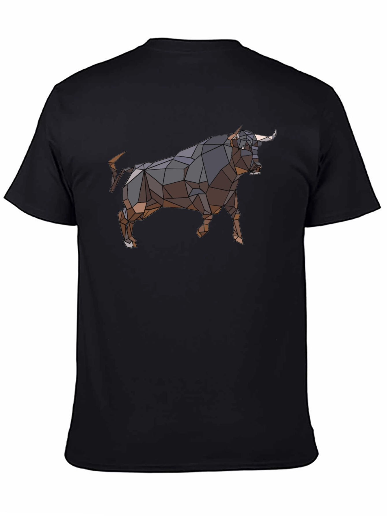 Geometric Bull Graphic Tee - Black