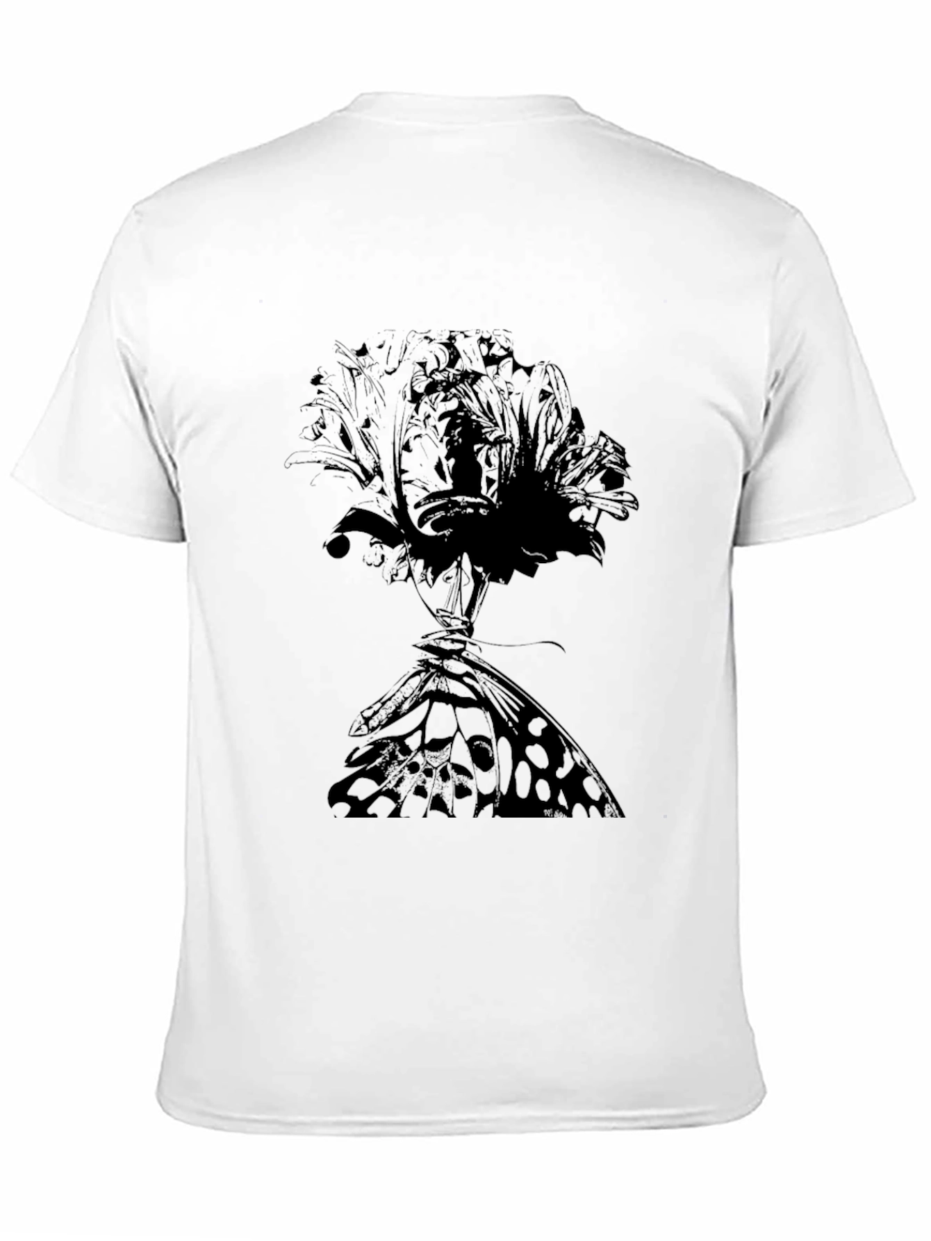 Floral Butterfly Graphic Tee - Black Cotton T-Shirt