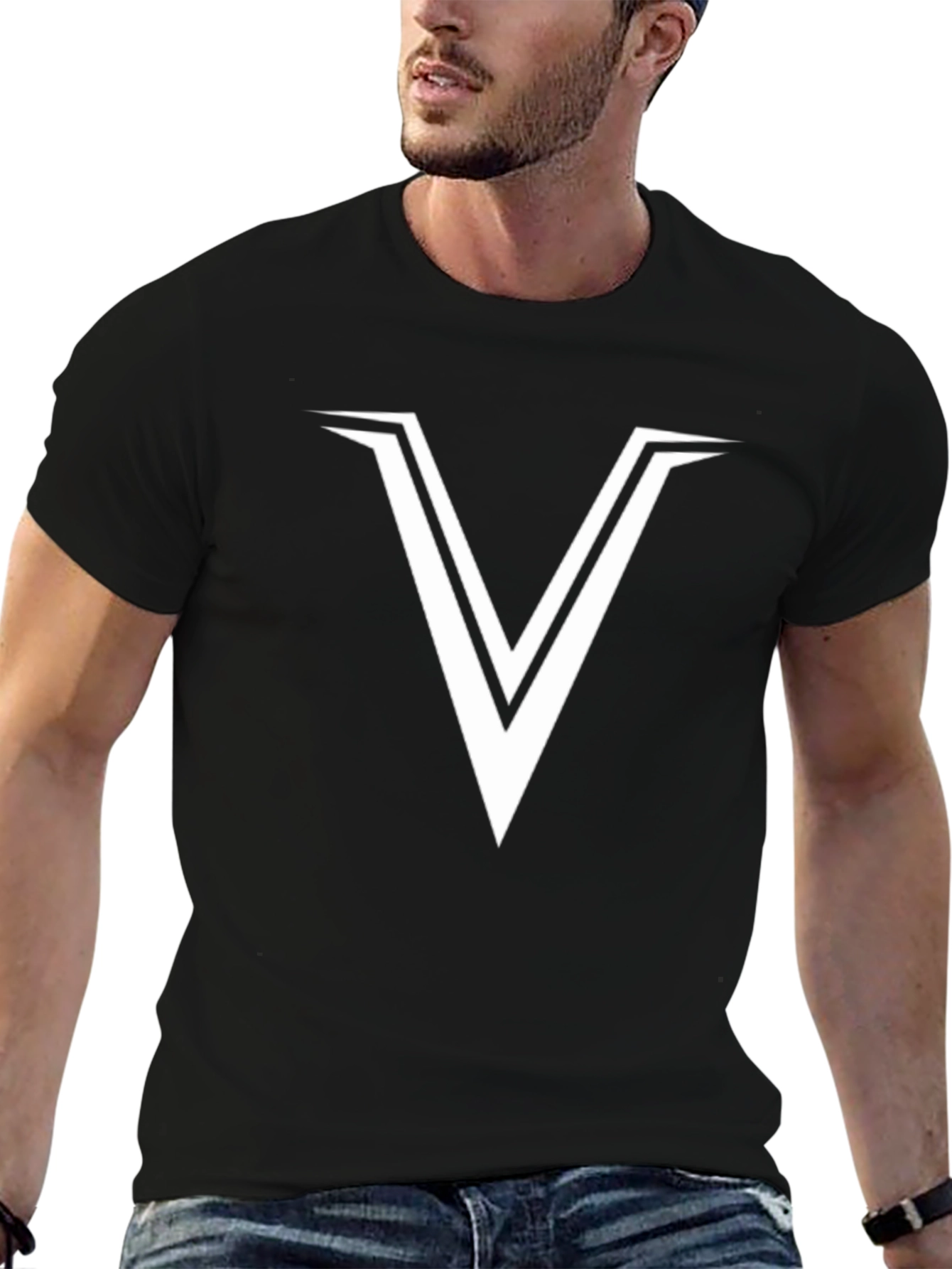 Bold V Graphic Tee - Modern Casual Style