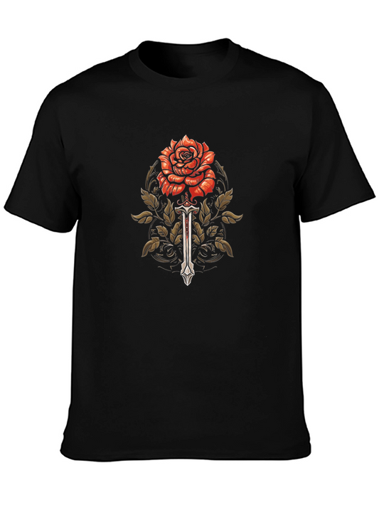 Rose & Sword Graphic T-Shirt - Stylish Mens Tee