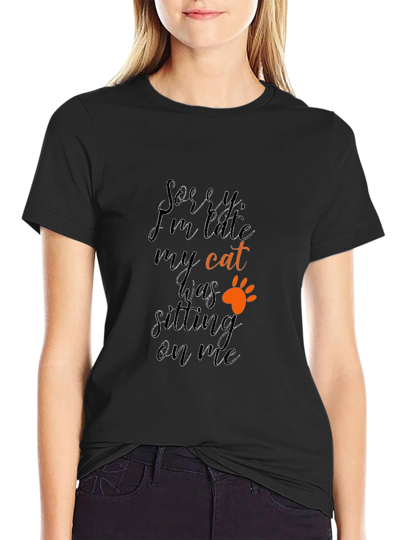 Funny Cat T-Shirt - Sorry Im Late