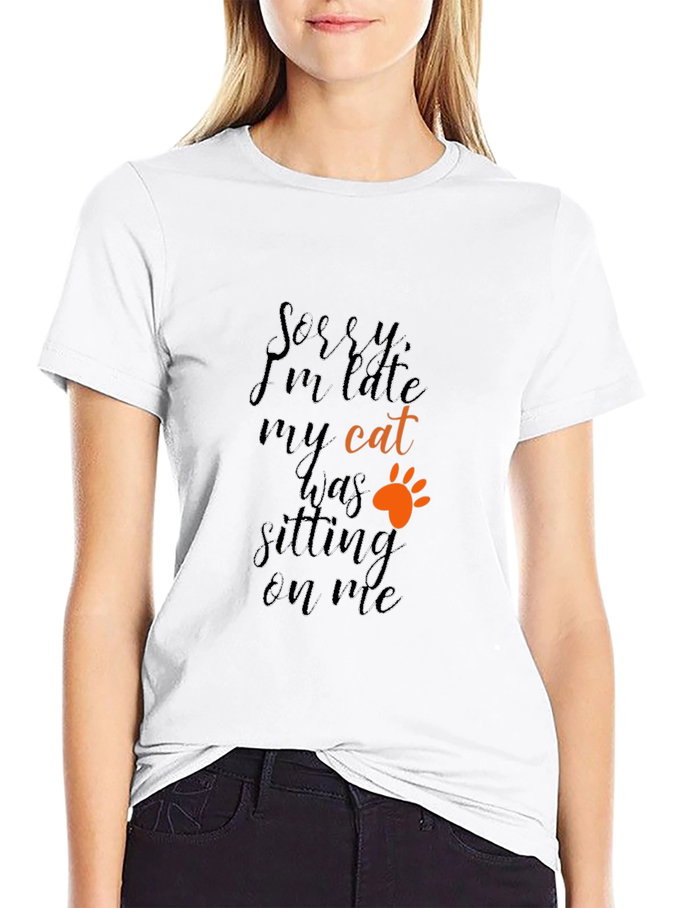 Funny Cat T-Shirt - Sorry Im Late