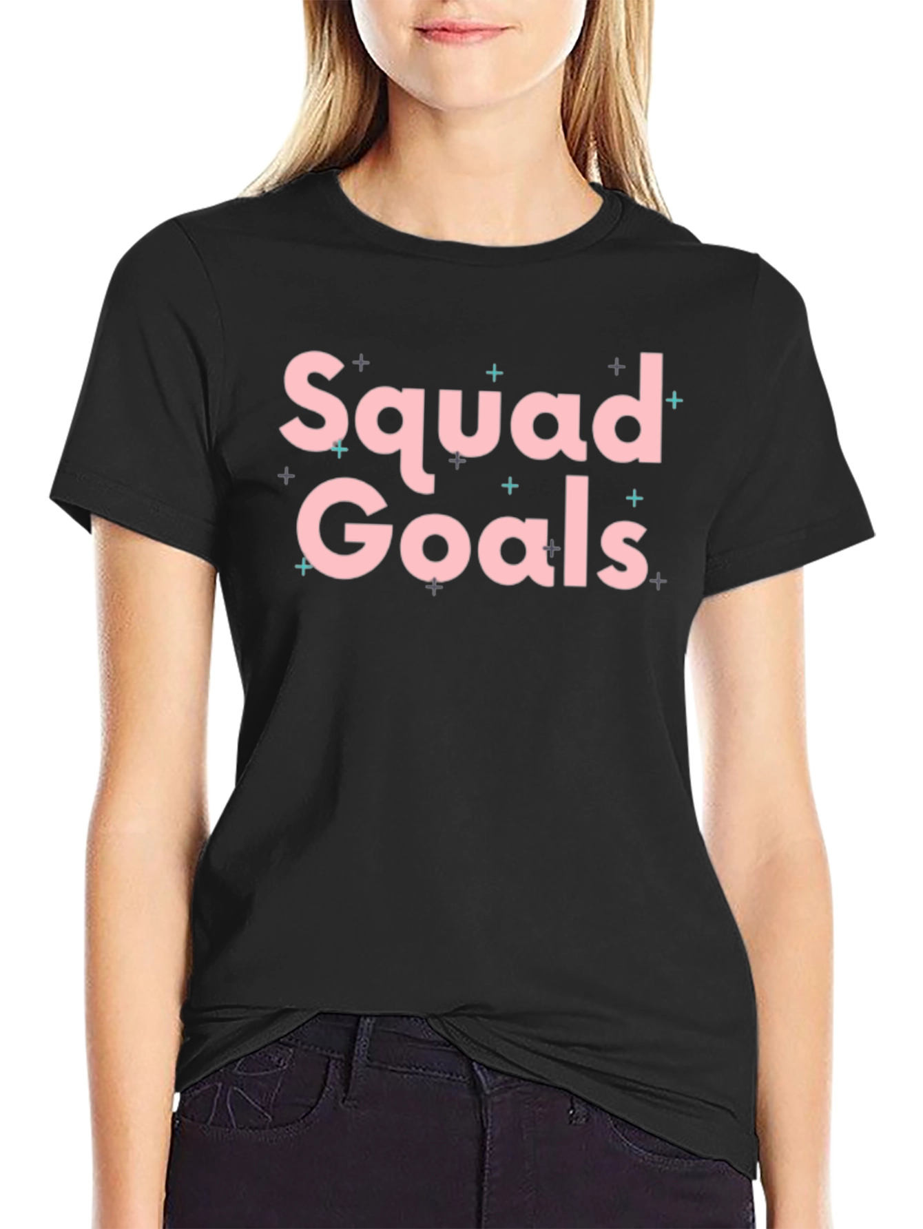 Squad Goals Graphic Tee - Stylish Black T-Shirt