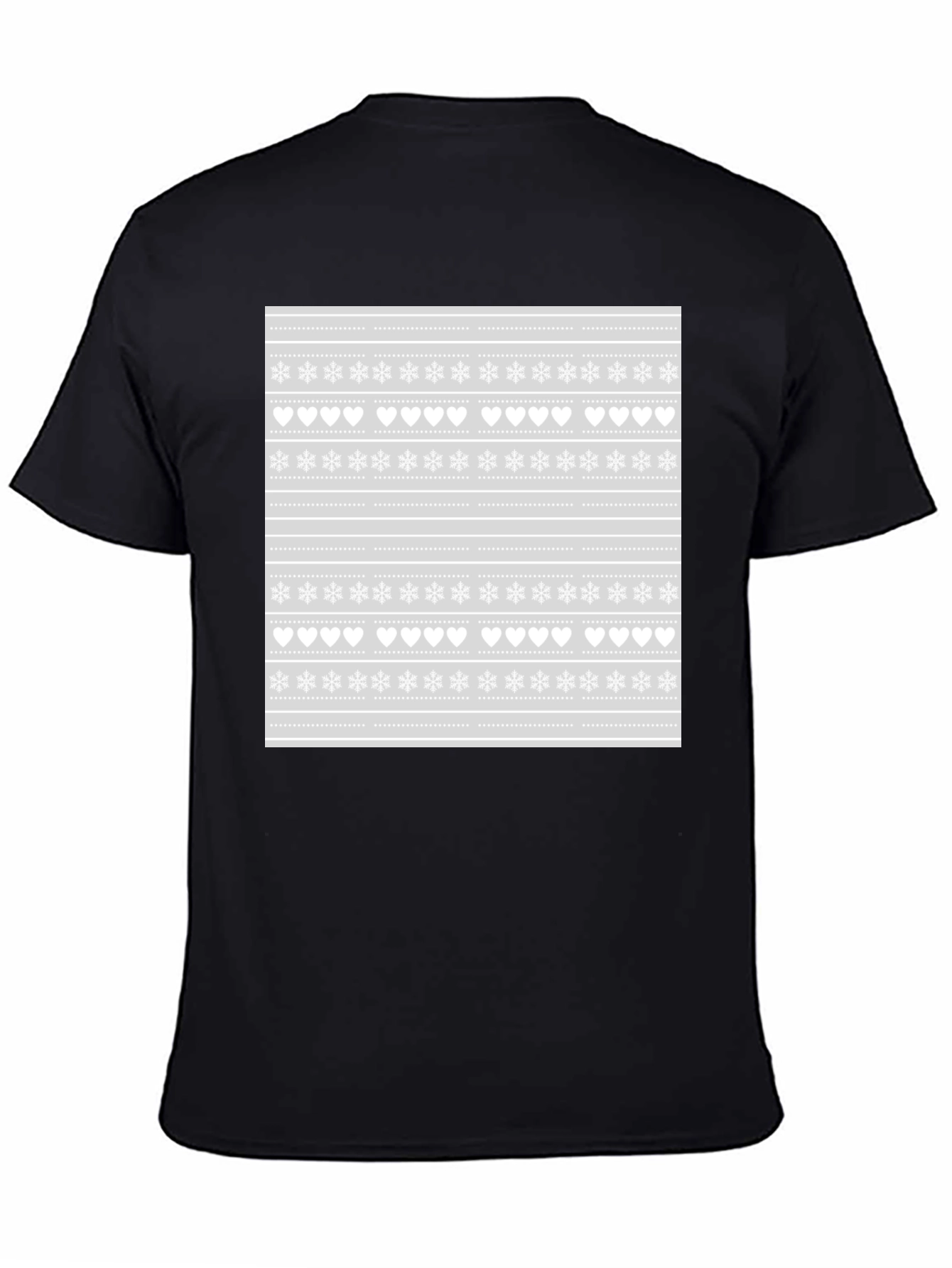Festive Holiday Pattern T-Shirt - Black