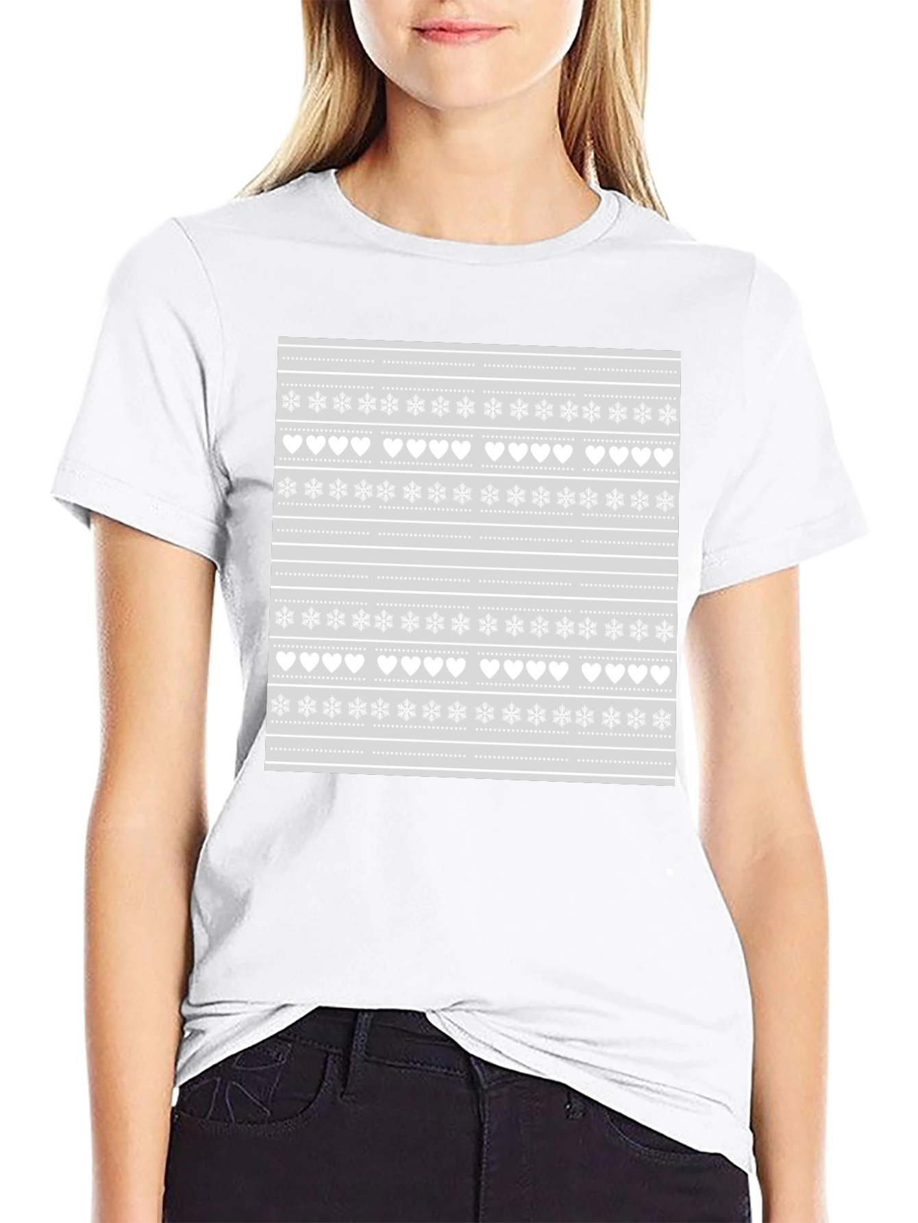 Festive Holiday Pattern T-Shirt - Black