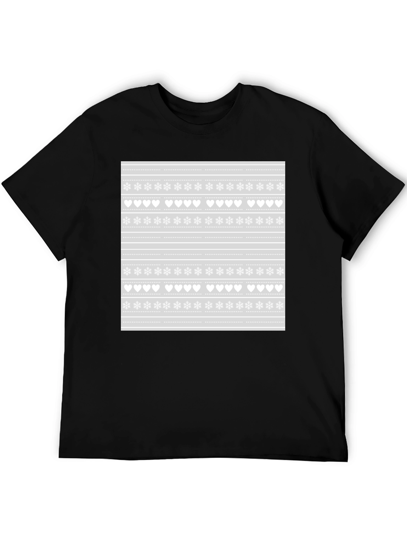 Festive Holiday Pattern T-Shirt - Black