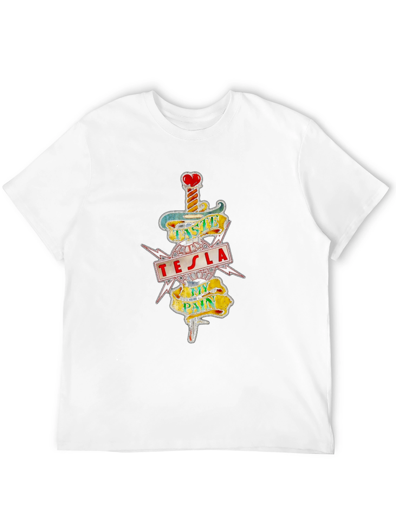 Tesla Taste My Pain Graphic Print Black T-Shirt