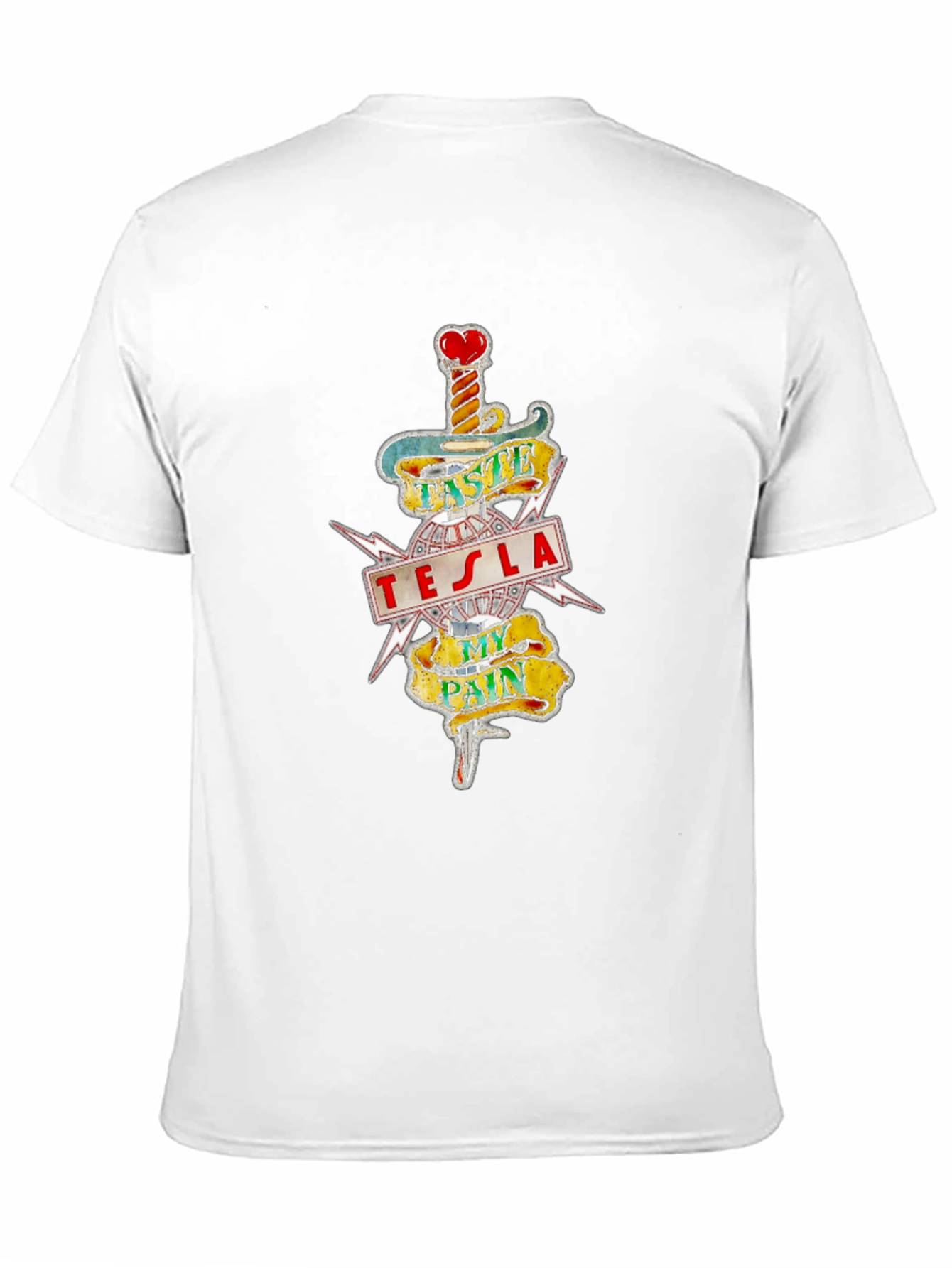 Tesla Taste My Pain Graphic Print Black T-Shirt