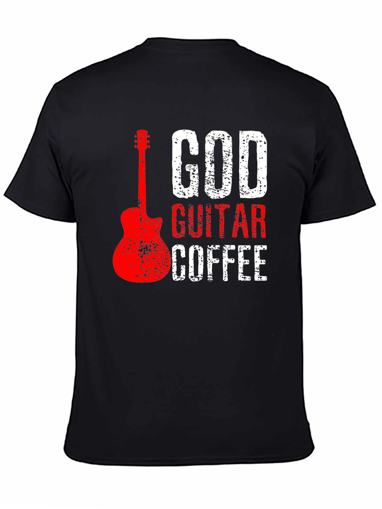 God Guitar Coffee Graphic Tee - Music Lover Shirt