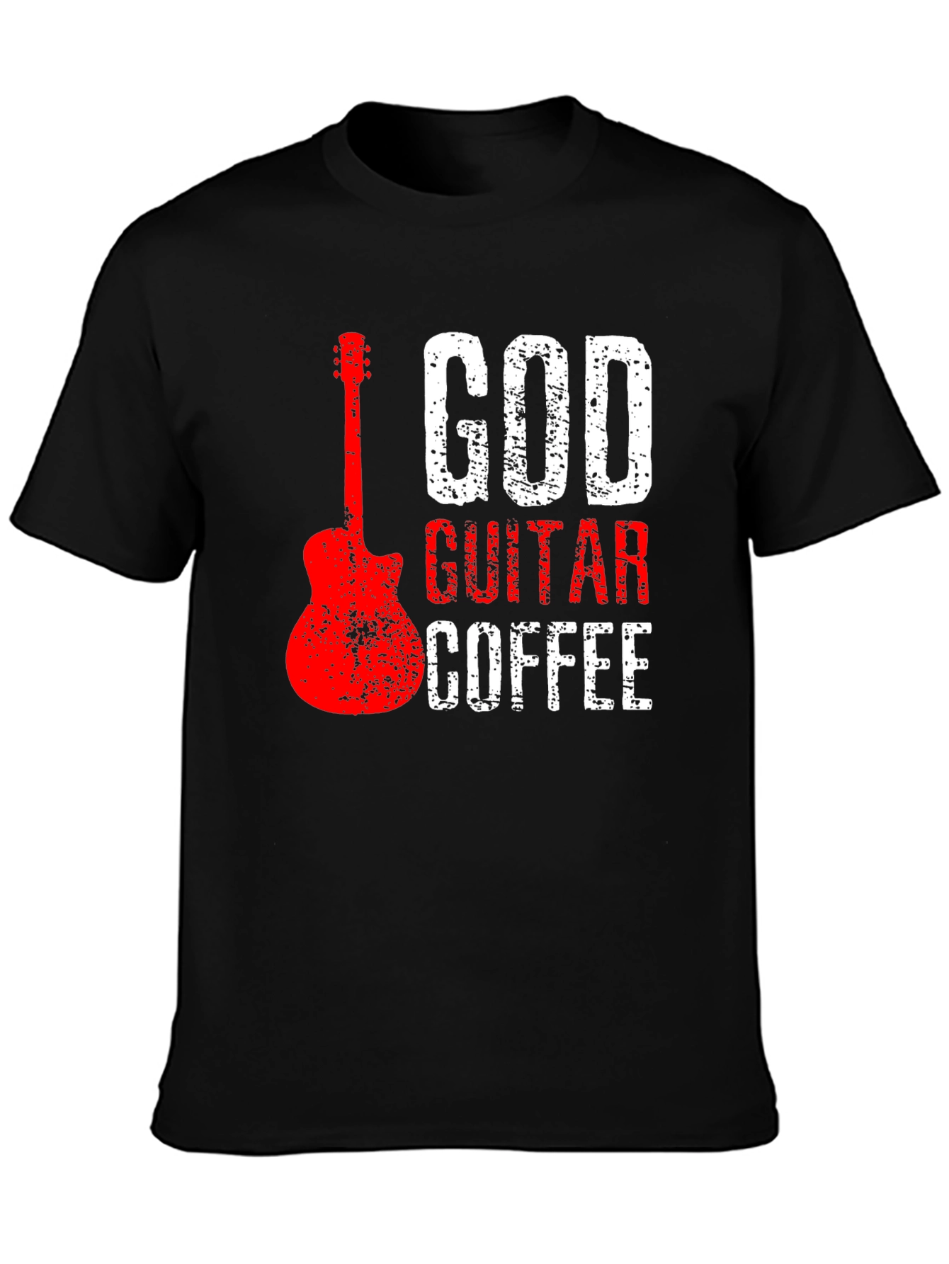 God Guitar Coffee Graphic Tee - Music Lover Shirt