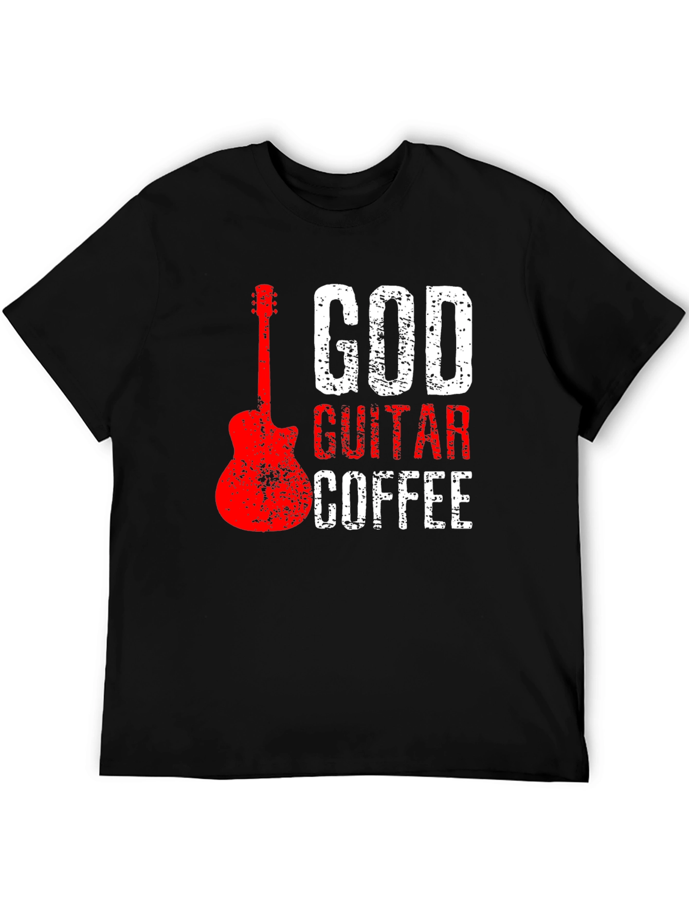 God Guitar Coffee Graphic Tee - Music Lover Shirt