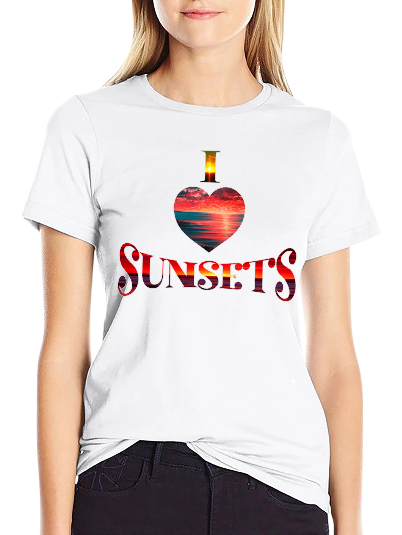 I Love Sunsets Graphic Tee - Black