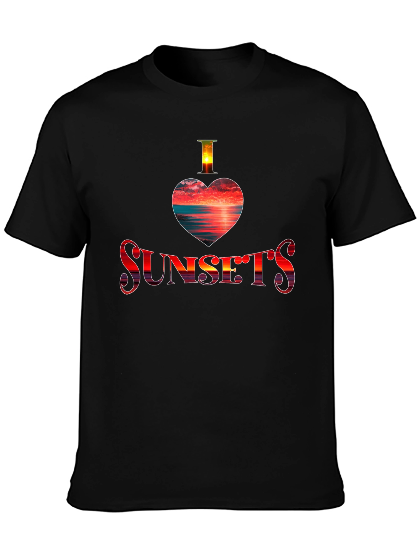 I Love Sunsets Graphic Tee - Black