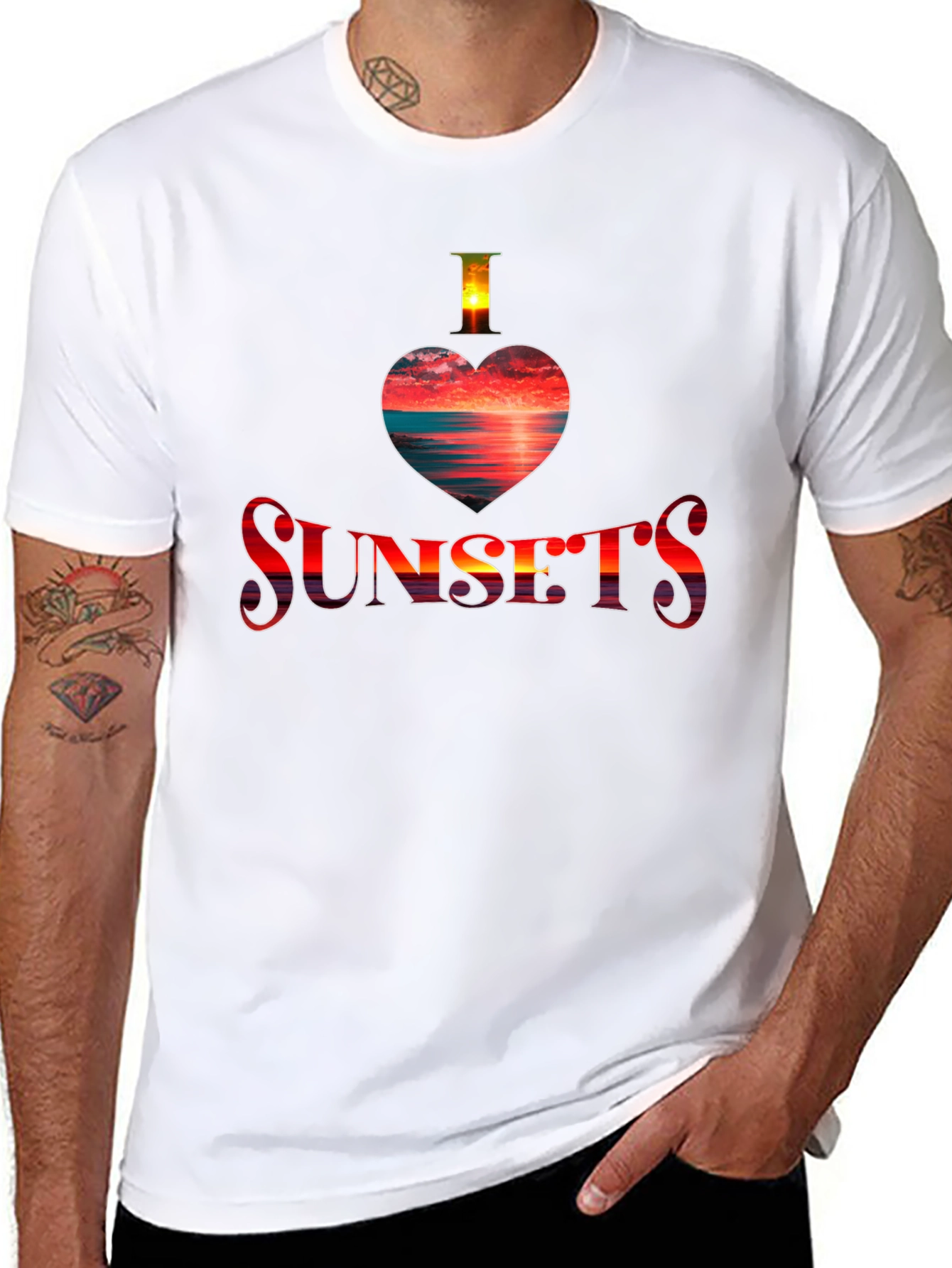 I Love Sunsets Graphic Tee - Black