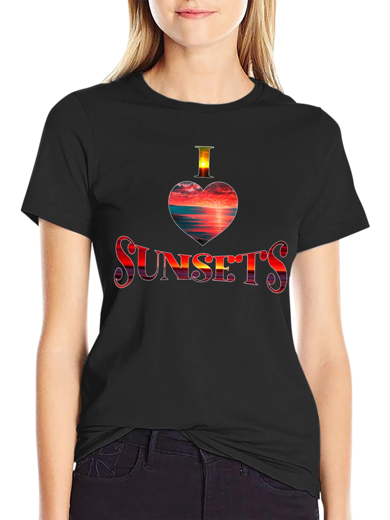 I Love Sunsets Graphic Tee - Black