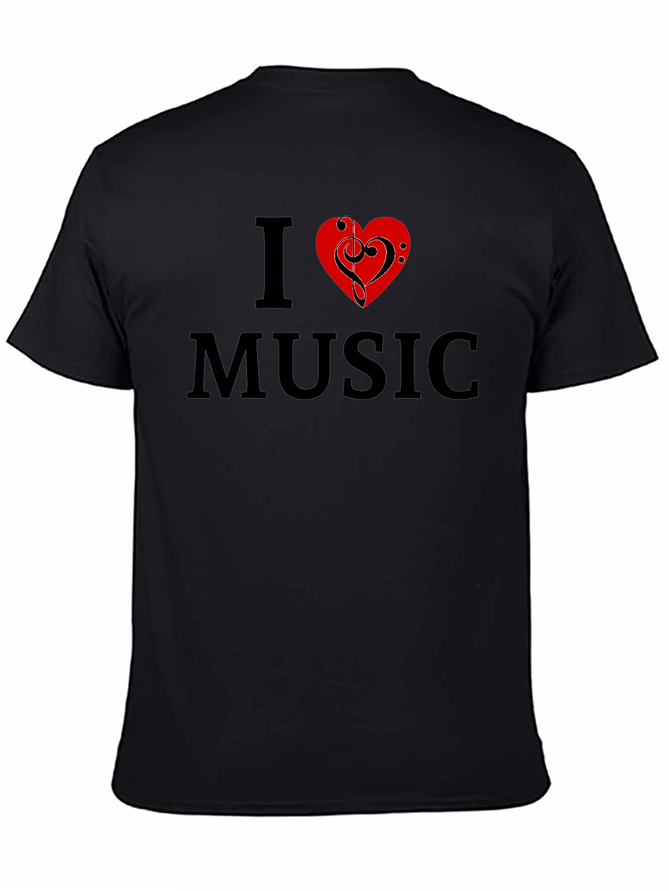 I Love Music Graphic Tee - Black Cotton T-Shirt