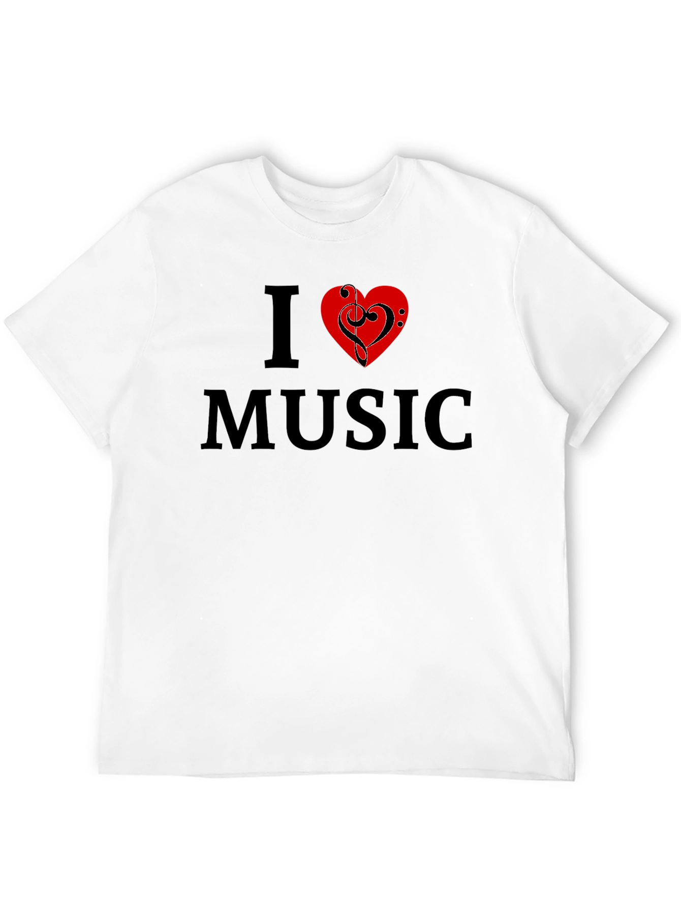 I Love Music Graphic Tee - Black Cotton T-Shirt