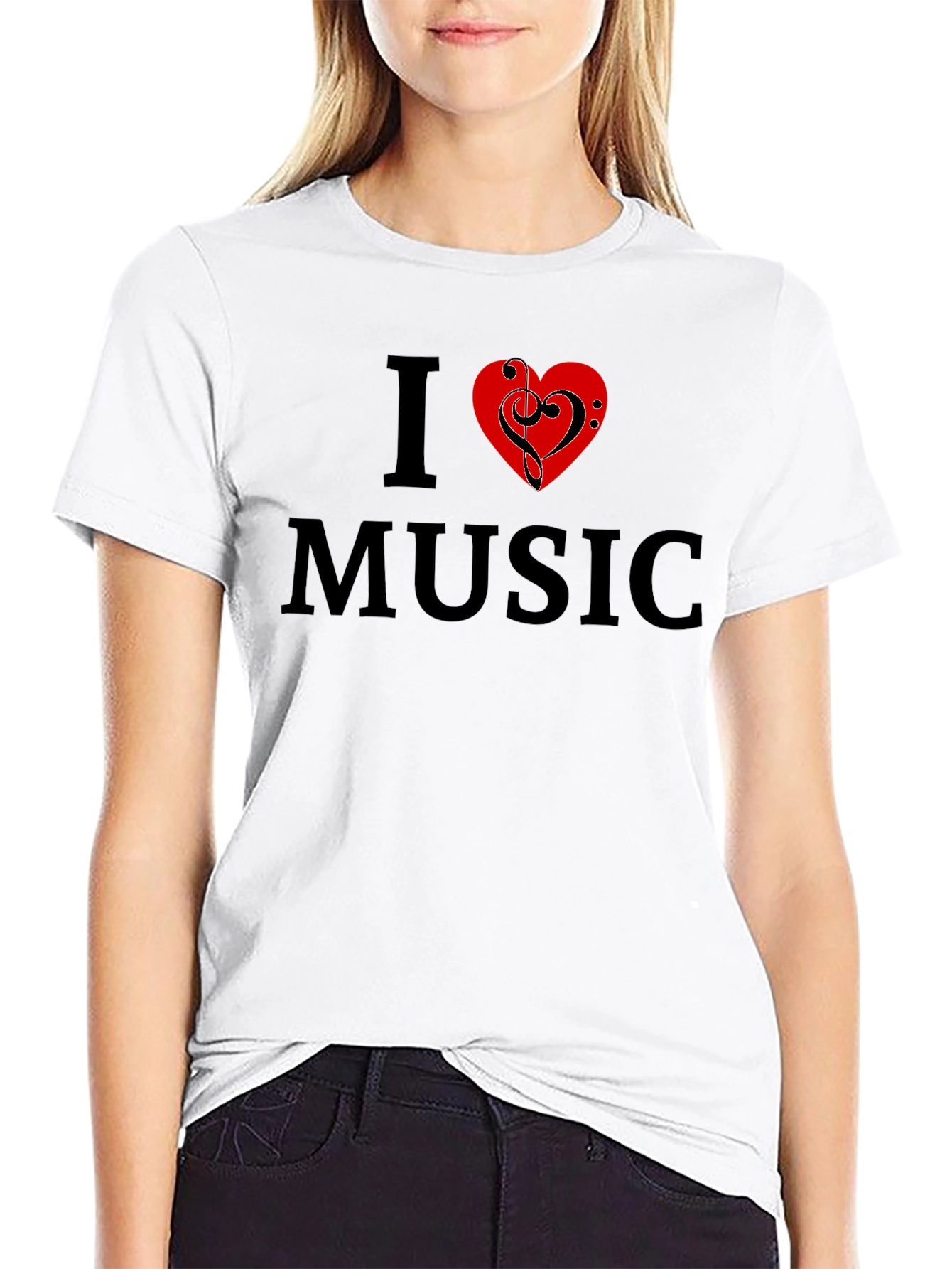 I Love Music Graphic Tee - Black Cotton T-Shirt