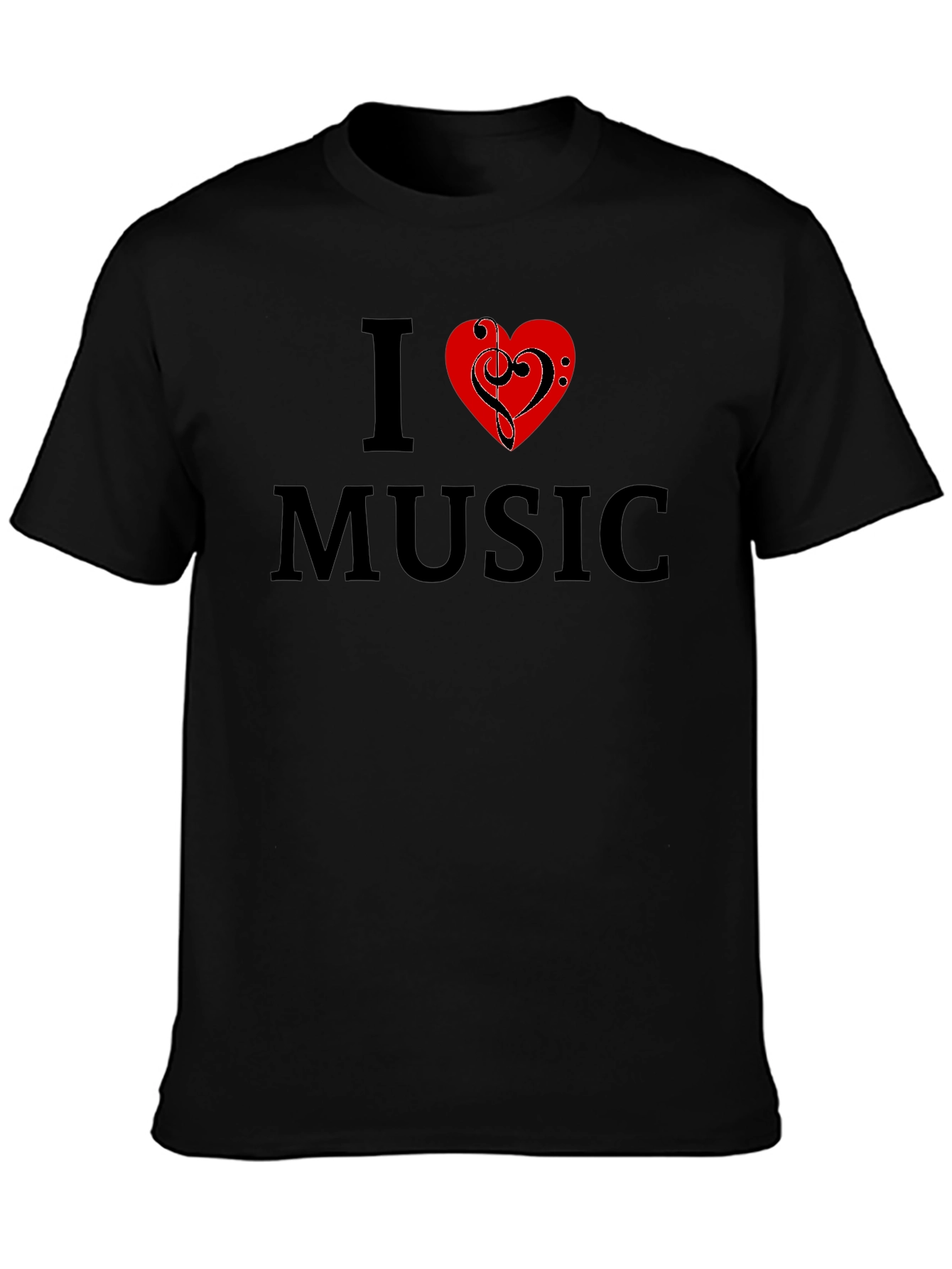 I Love Music Graphic Tee - Black Cotton T-Shirt