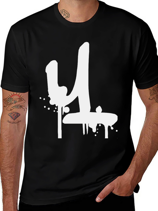 Graffiti Style Number 4 Black T-Shirt
